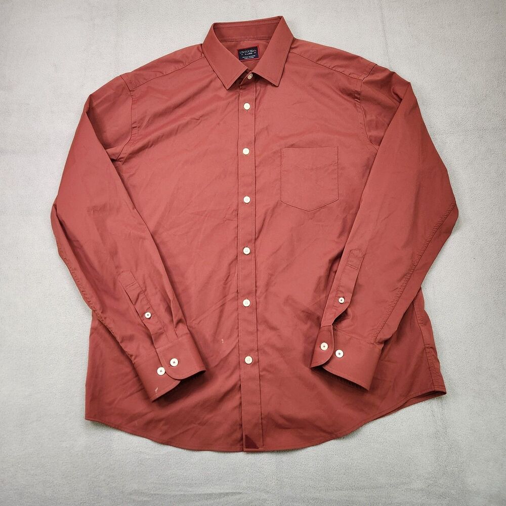 UNTUCKit Button Up Shirt‎ Men's XL Red Long Sleeve Nylon Stretch Performance